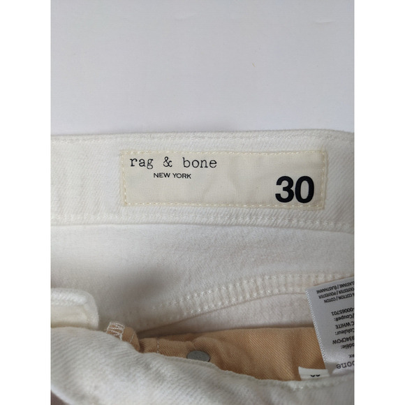 Rag & Bone Harlow Mid Rise Straight Leg Jeans Optic White 30 Ankle Stretch - Picture 3 of 11